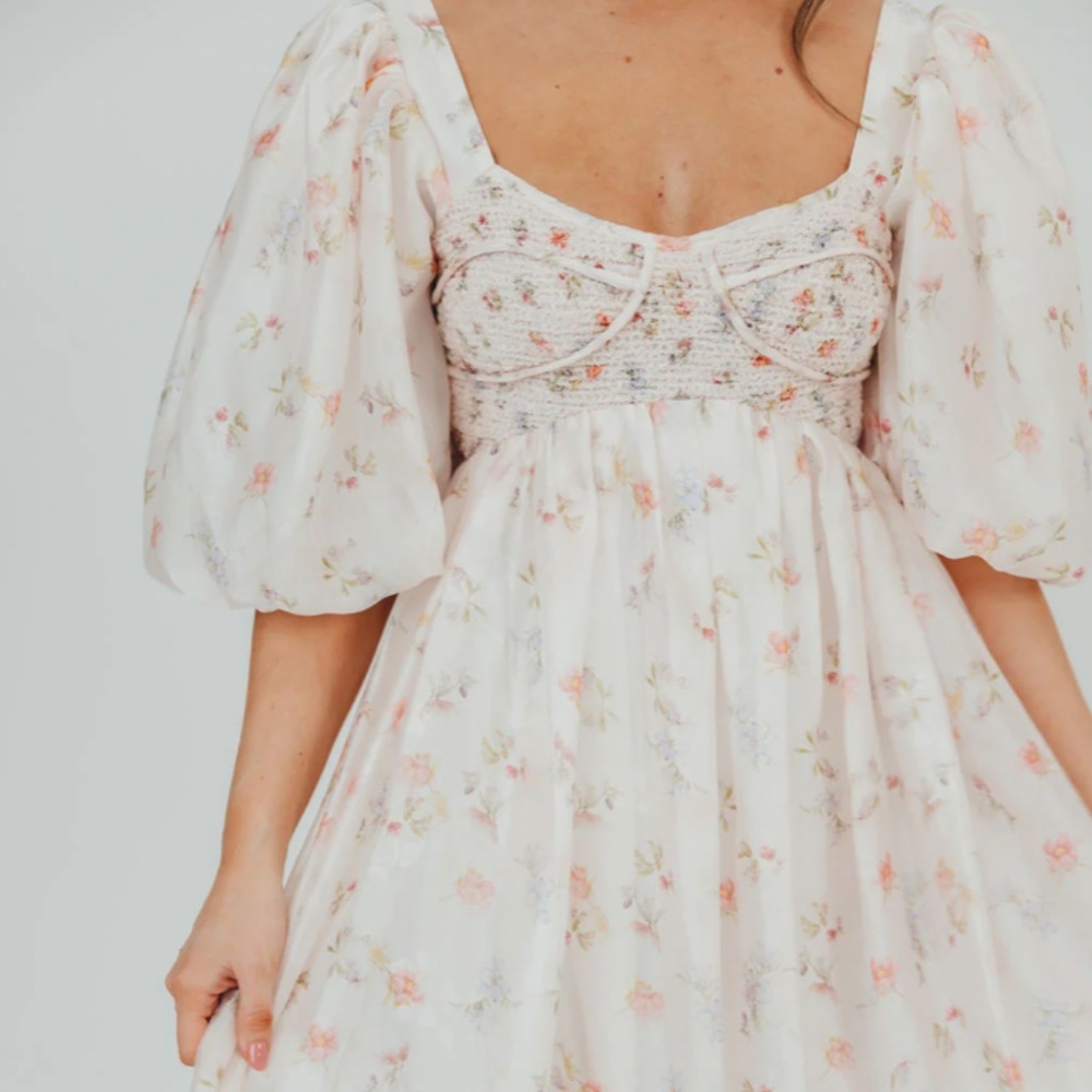 Worth Collective Harlow Maxi Dress in Tiny Pink Floral *SMALL* bump friendly